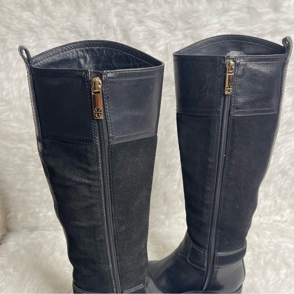 Tory Burch Riding Boots Tenley in Black Leather and Suede Size 5.5 - Picture 16 of 17